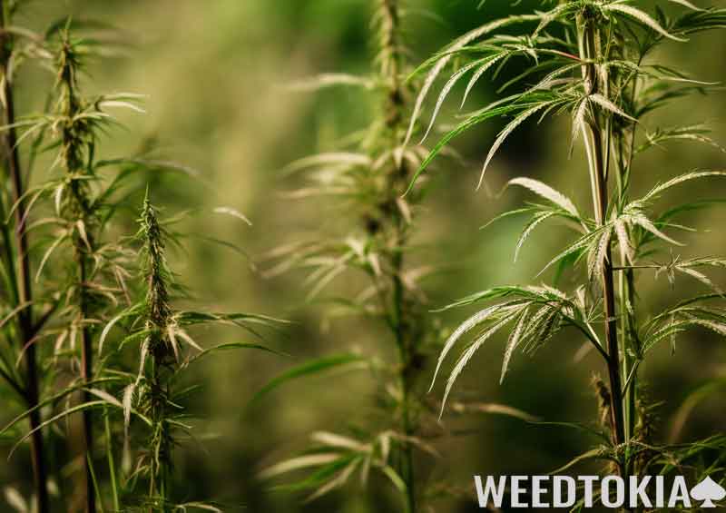 Hemp plant growing in nature