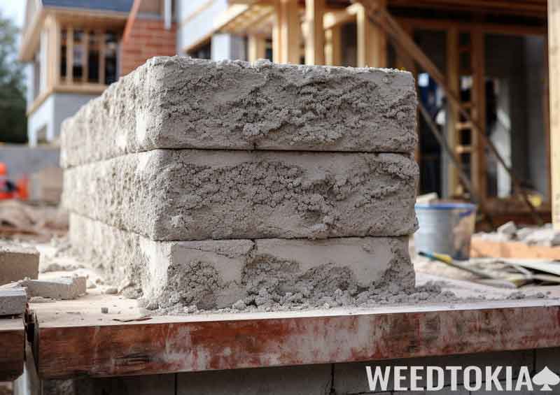 Hempcrete blocks used in housing construction