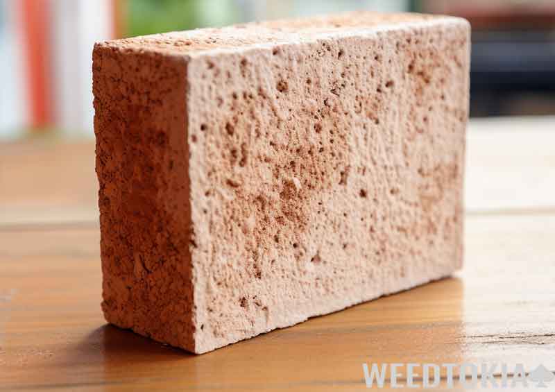 Hempcrete brick on a wooden table