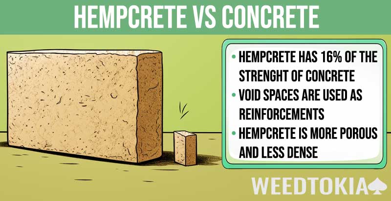 Hempcrete vs concrete comparison infographic