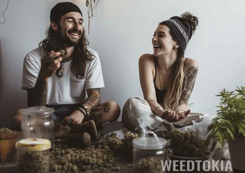 Cool stoner couple vibing