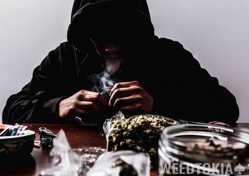 Man curing hangover with weed
