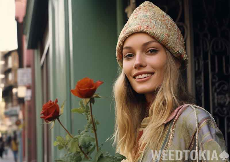 NYC girl with roses