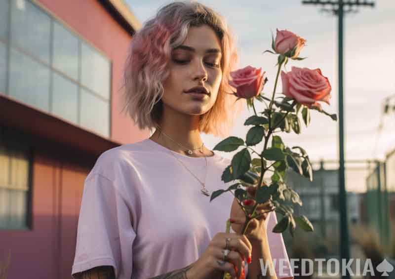 Pretty girl holding a rose