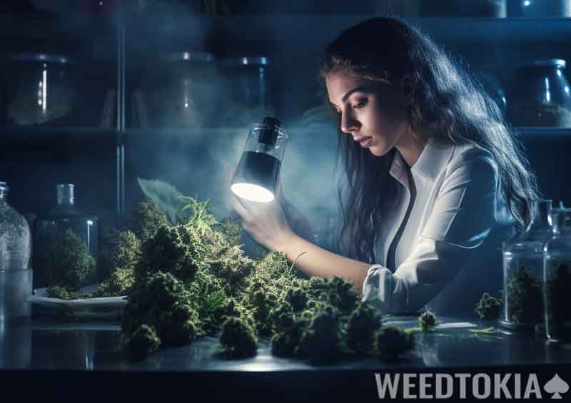 Technician studying weed