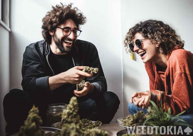 Weed enthusiasts sharing marijuana