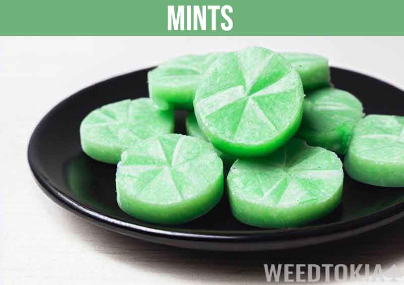 Cannabis mint edibles on table