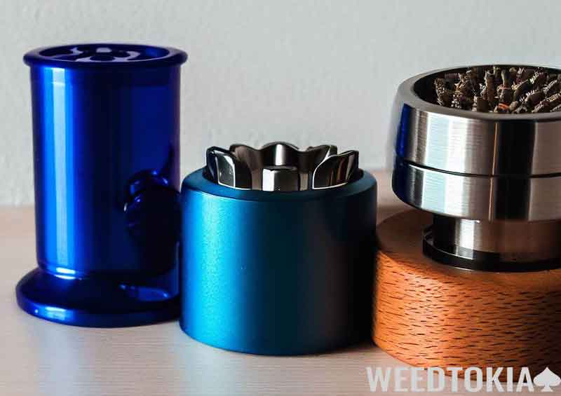 Different-sized grinders on a table