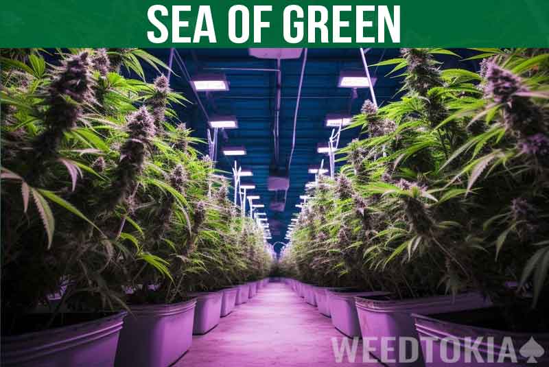 Sea of green method being used to grow cannabis