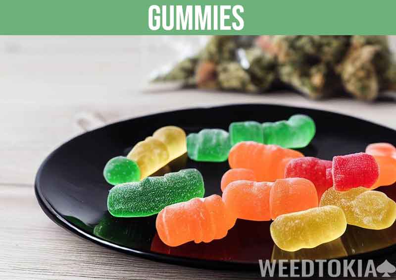 Weed gummies on a plate