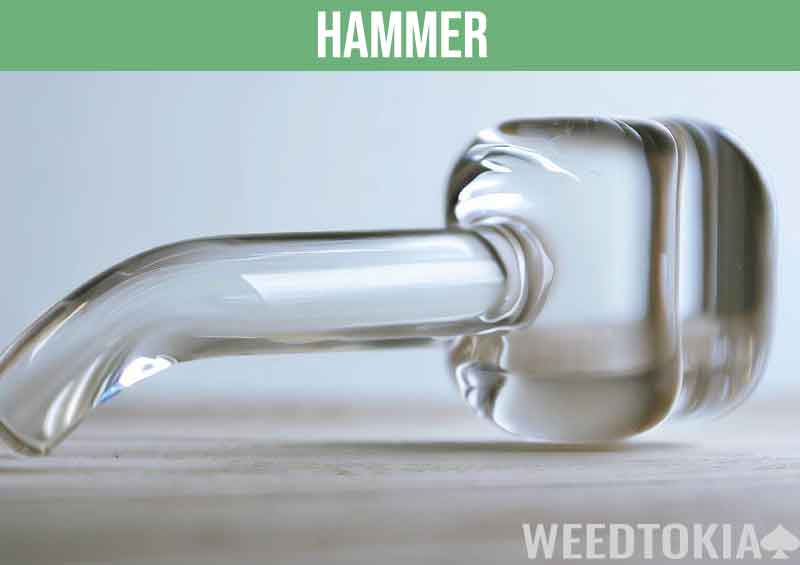 Hammer-shaped transparent marijuana pipe