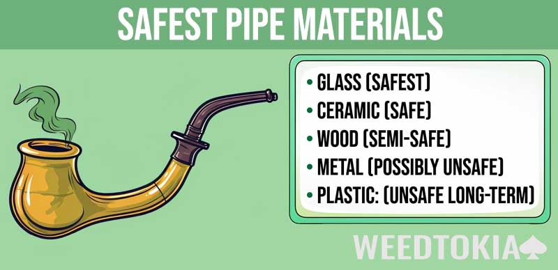 Safest marijuana pipe materials infographic