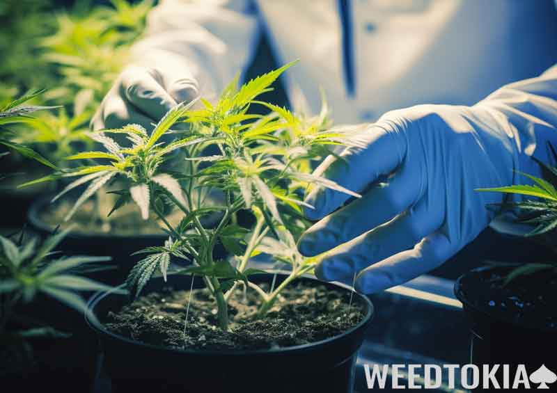 The scientific cannabis cross-breeding process at a lab